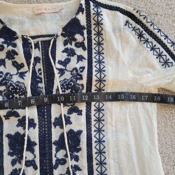 Boho Chic Tory Burch Gabriella 100% Cotton Embroidered Dress Size 0 - Picture 9 of 15